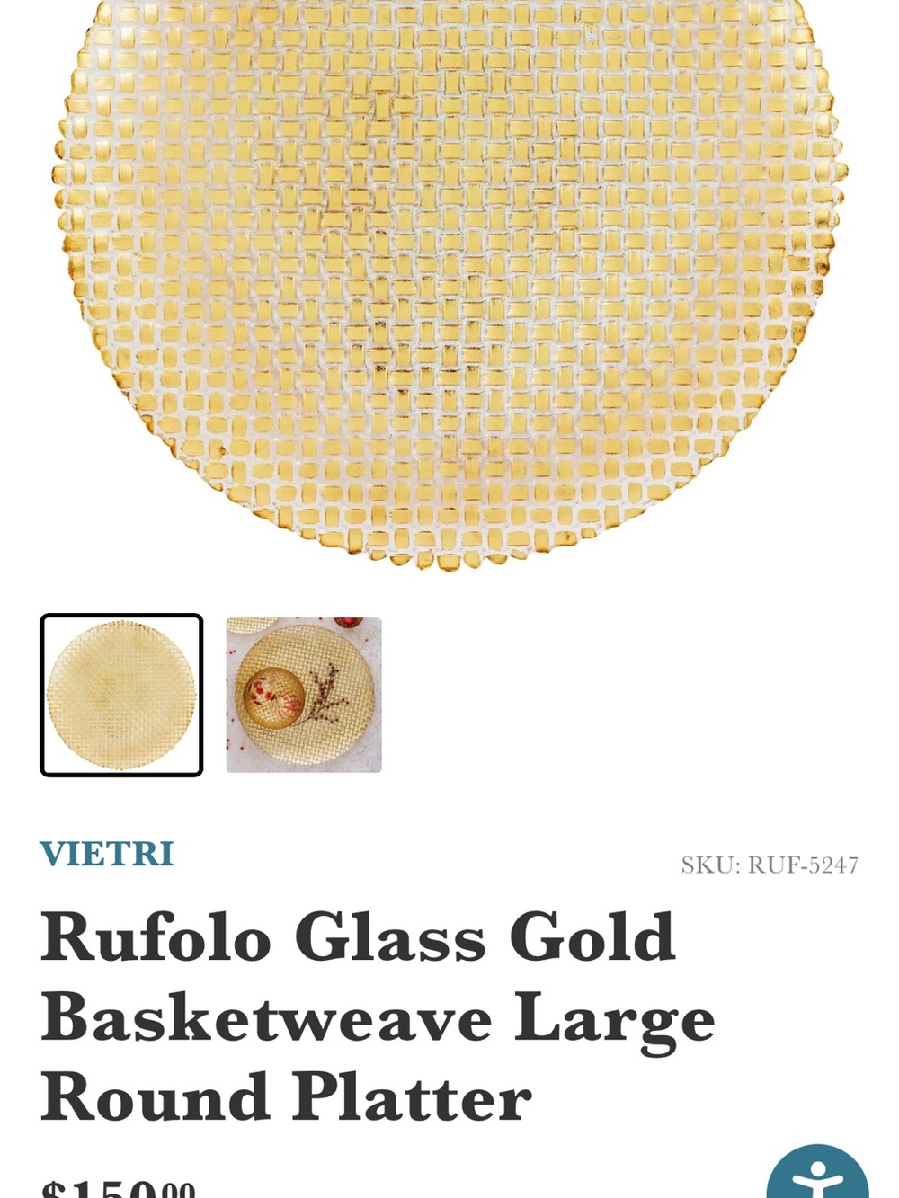 Vietri Rufolo Gold Basketweave Textured Decorative Bowl 8 1/2” - Picture 7 of 7